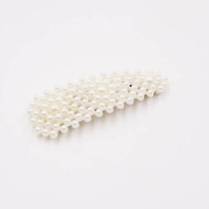 Small white pearl hair snap clip