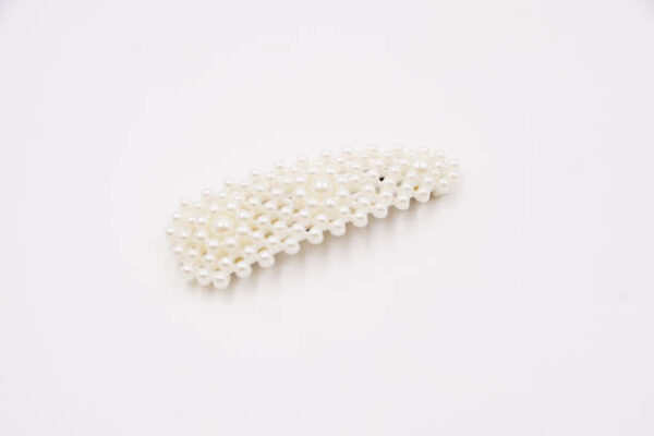 Small white pearl hair snap clip
